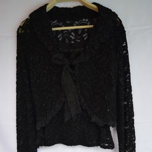 Vintage 2-pc Lace Top & Cardigan in Black (S)